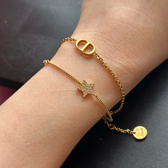 Dior Jewelry - Christian Dior Gold Tone Star Logo Petit CD Double Bracelet